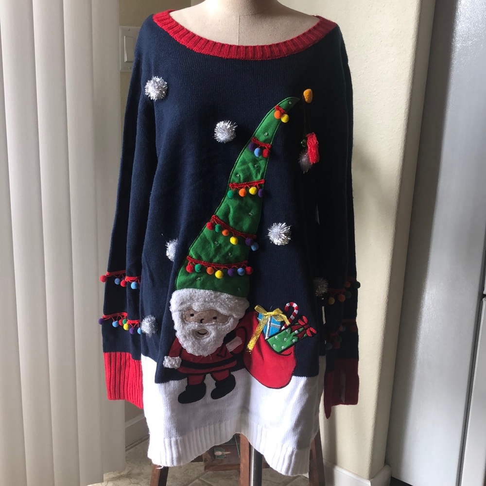 NWOT Navy Blue Santa Sweater